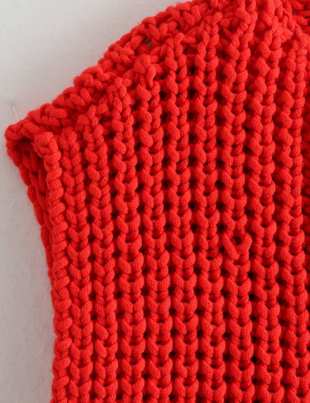 Red Crew Neck Crop Sweater Vest