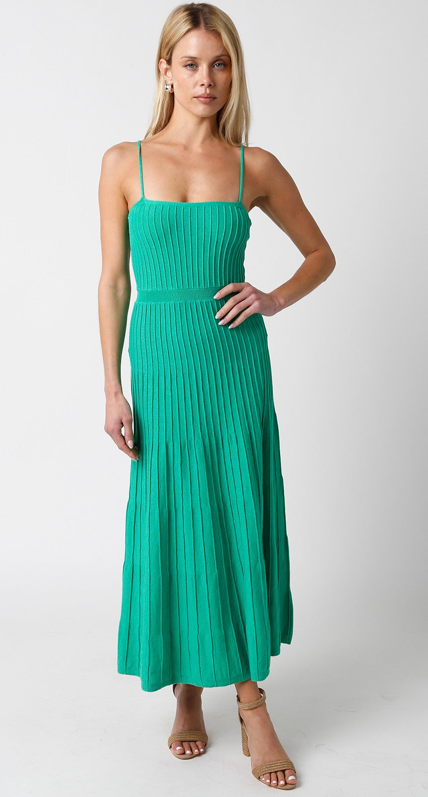 Kelly Green Knit Midi Dress