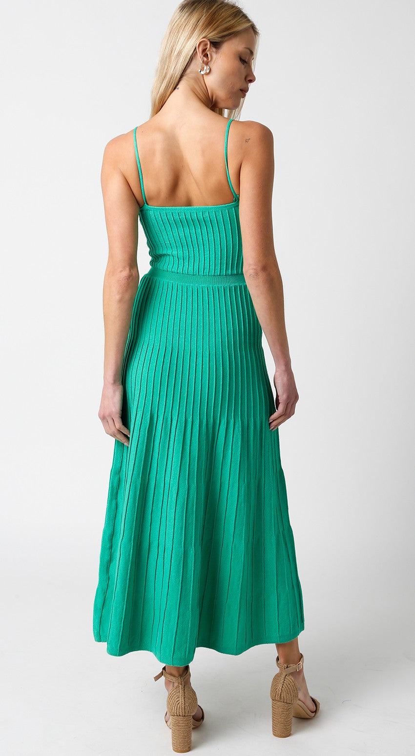 Kelly Green Knit Midi Dress