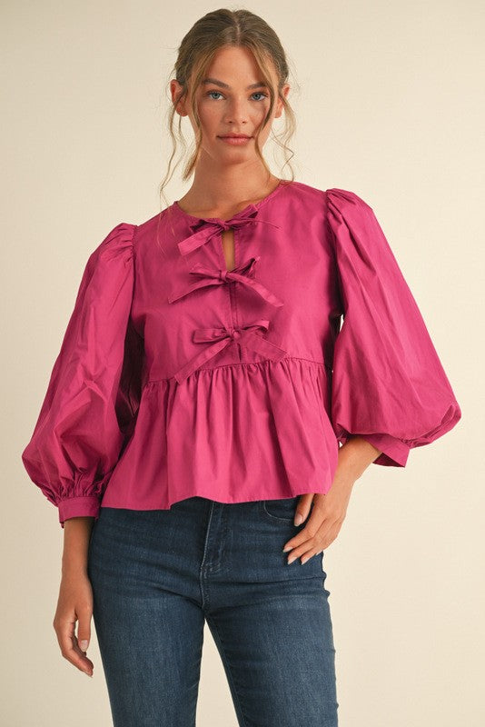 Magenta Bow Tie Top