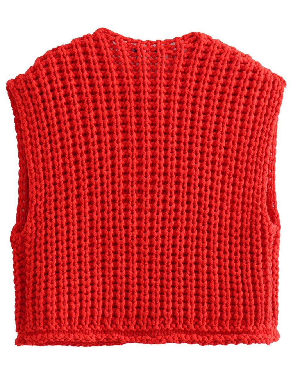 Red Crew Neck Crop Sweater Vest