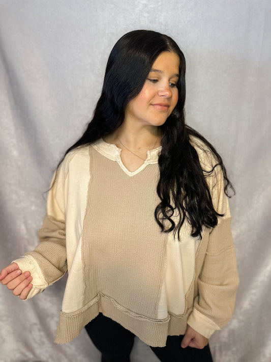 Beige Contrast Long Sleeve