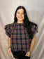 Plaid Ruffle Sleeve Top