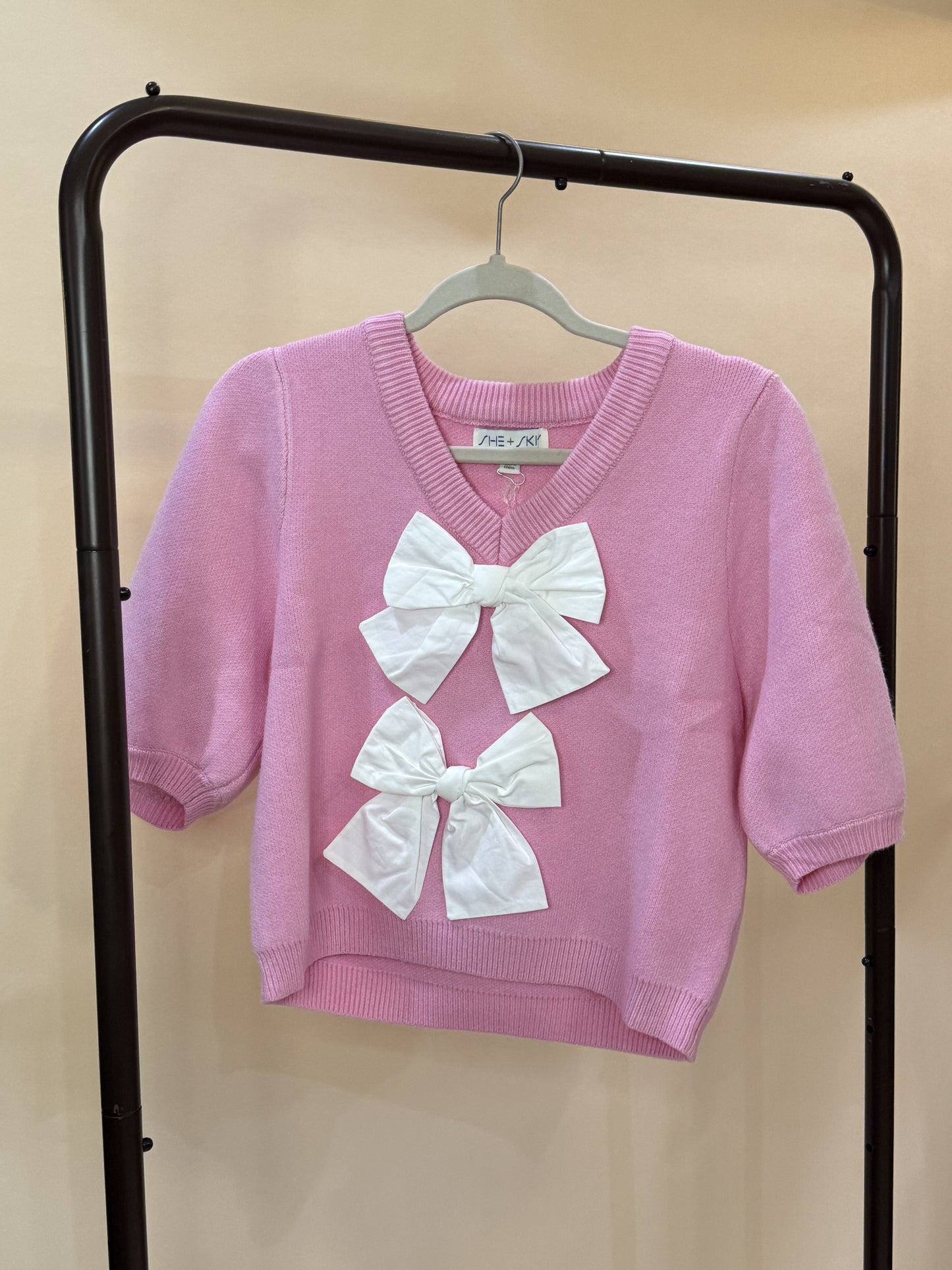 Pink Bow Sweater Top