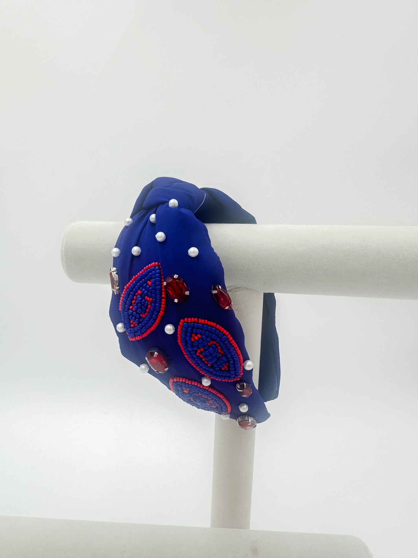 Red & Blue Football Beaded Headband