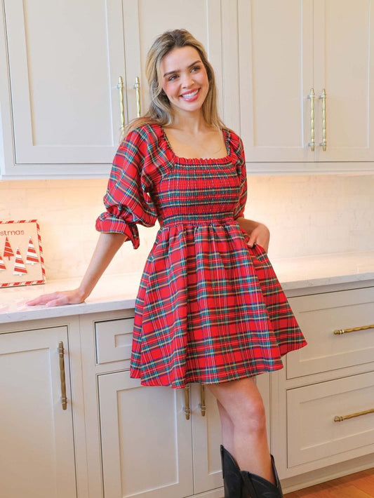 Plaid Holiday Mini Dress