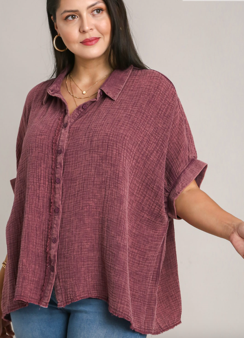 Gauze Button Down Top