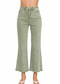 Lt Olive Washed High Waist Hem Pants