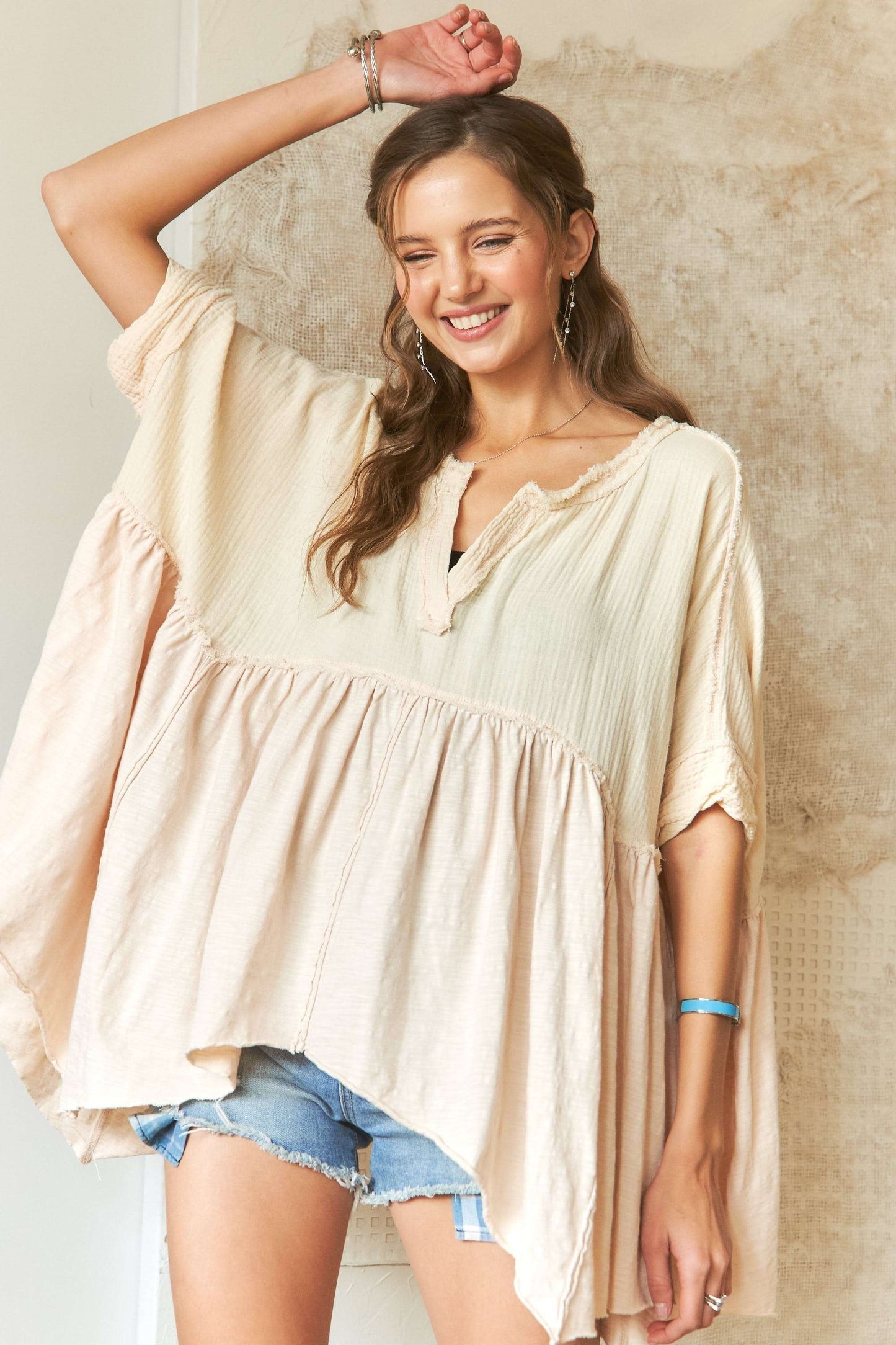 Oversized Mineral Washed Flare Top