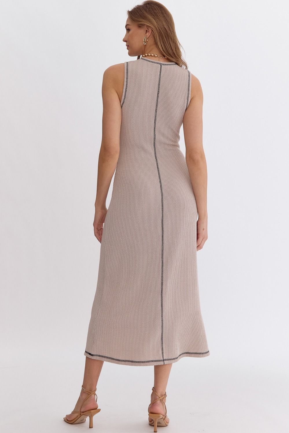 Oatmeal Ribbed Midi Dress