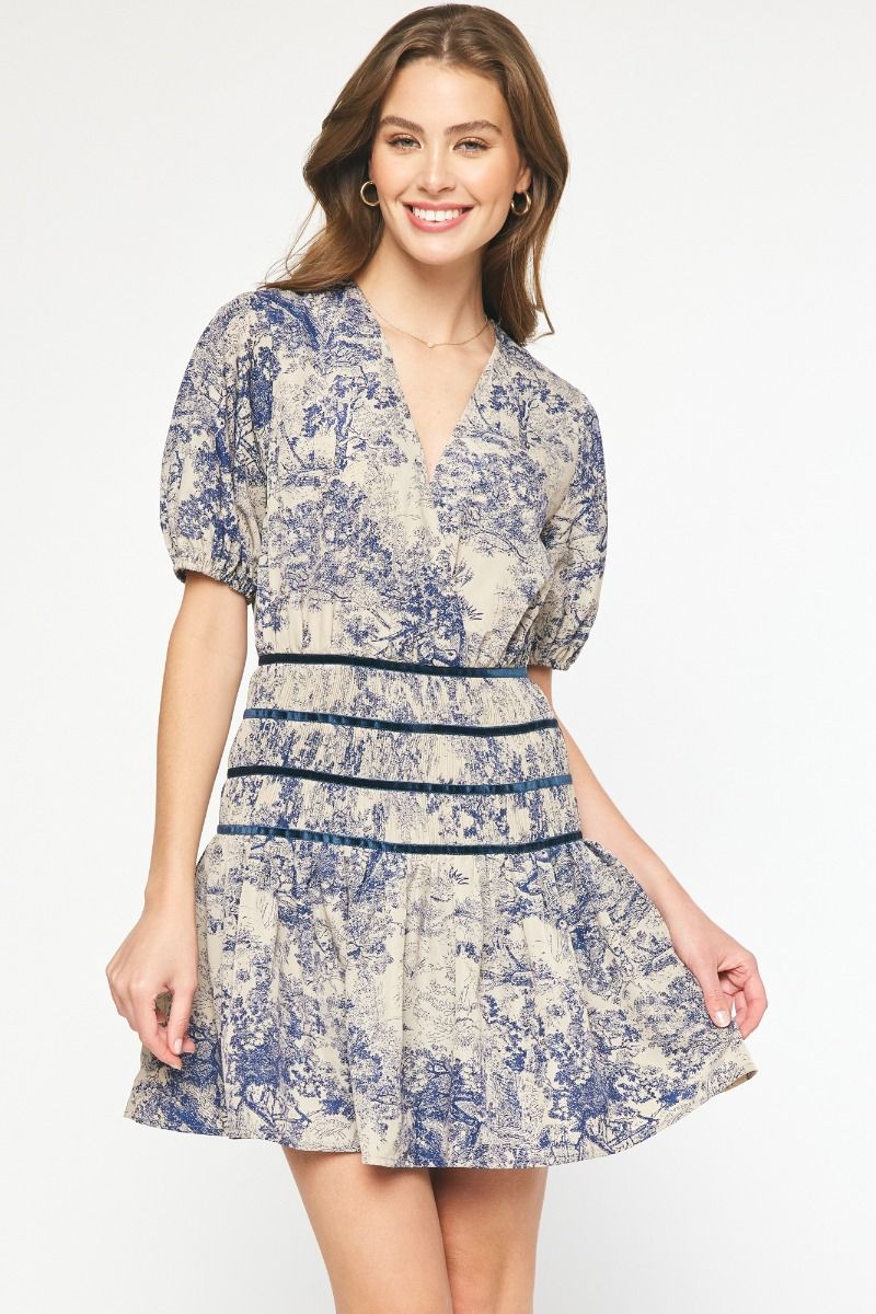 Midnight Antique Print Dress