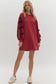 Garnet Long Sleeve Dress with Velvet Ribbon