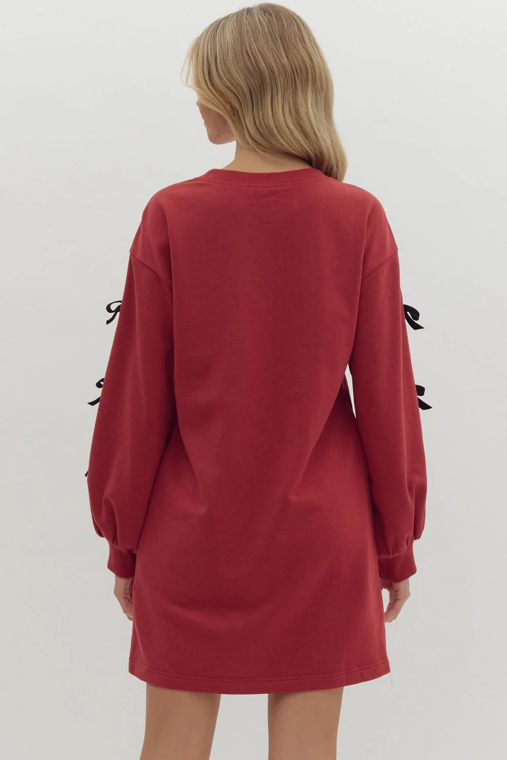 Garnet Long Sleeve Dress with Velvet Ribbon