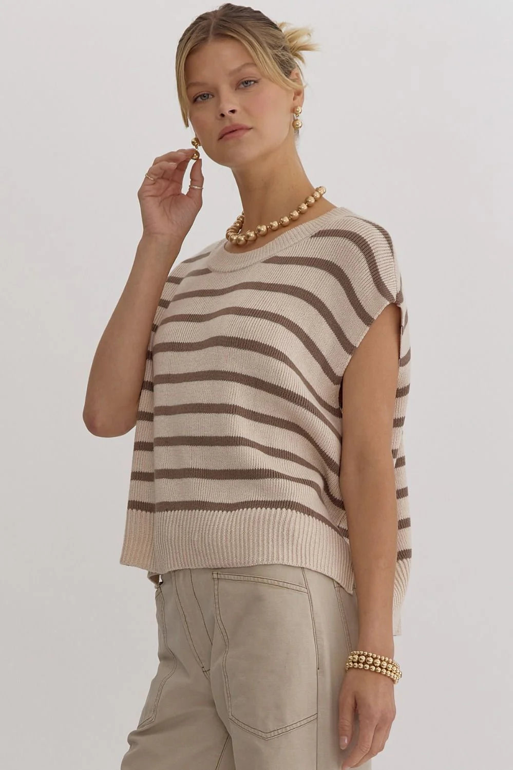 Striped Lightweight Knit Sweater Top