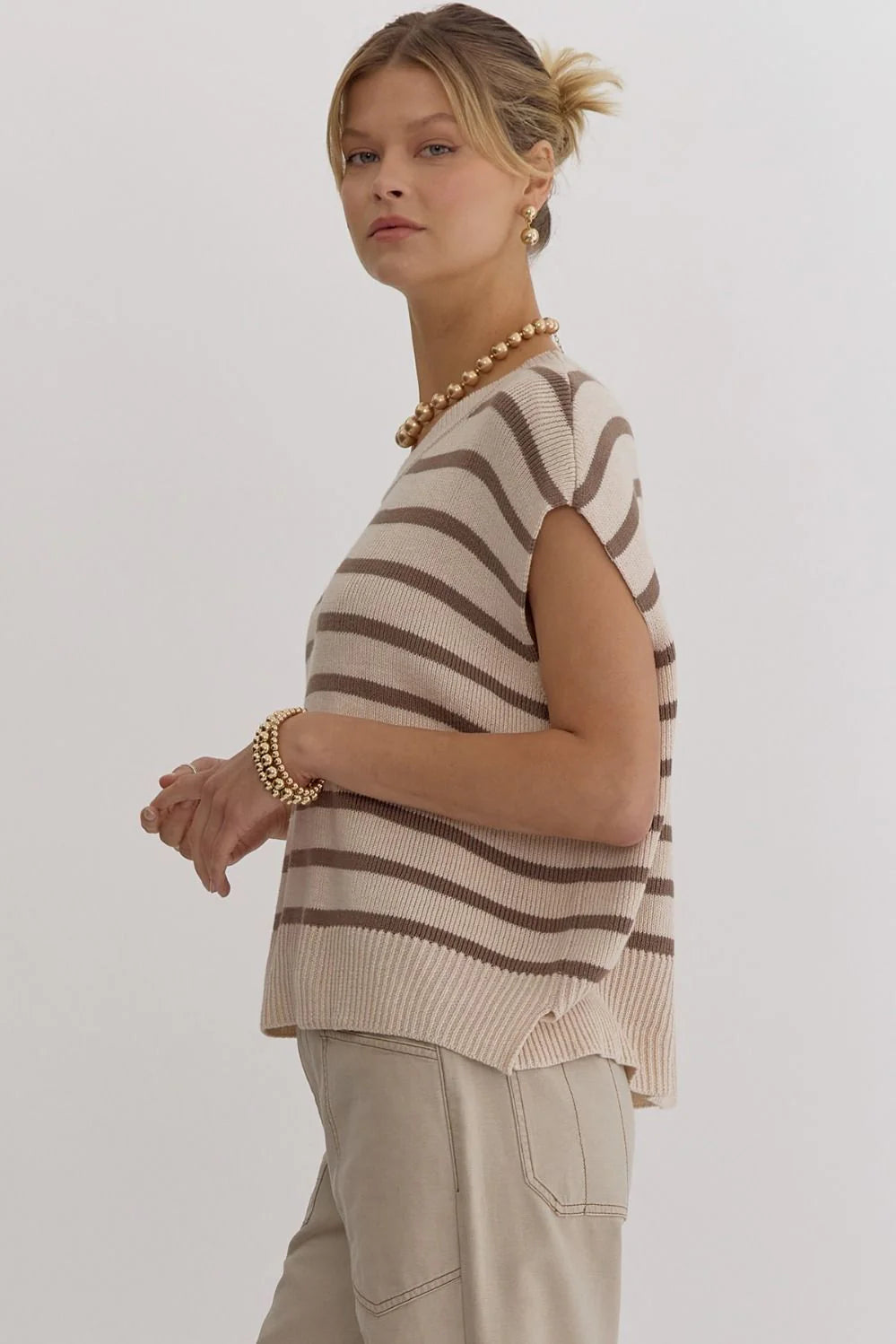 Striped Lightweight Knit Sweater Top