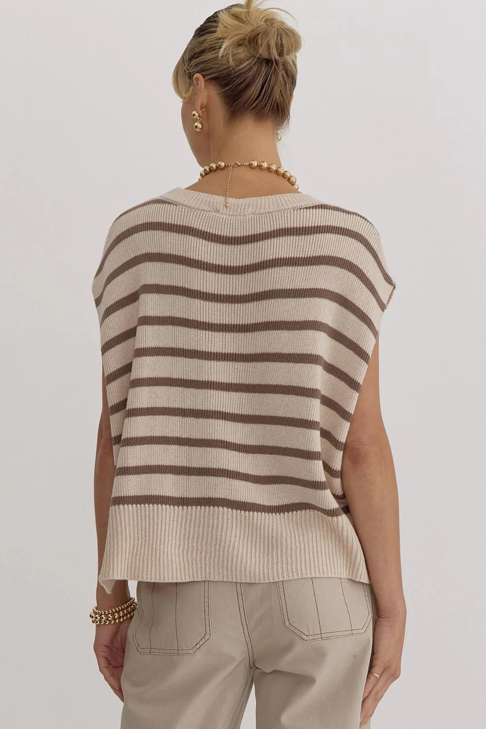 Striped Lightweight Knit Sweater Top