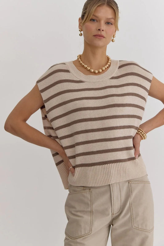 Striped Lightweight Knit Sweater Top