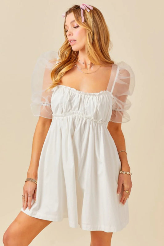 Organza Puff Sleeve Dress