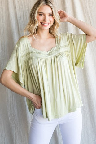 Solid Square Neckline Top