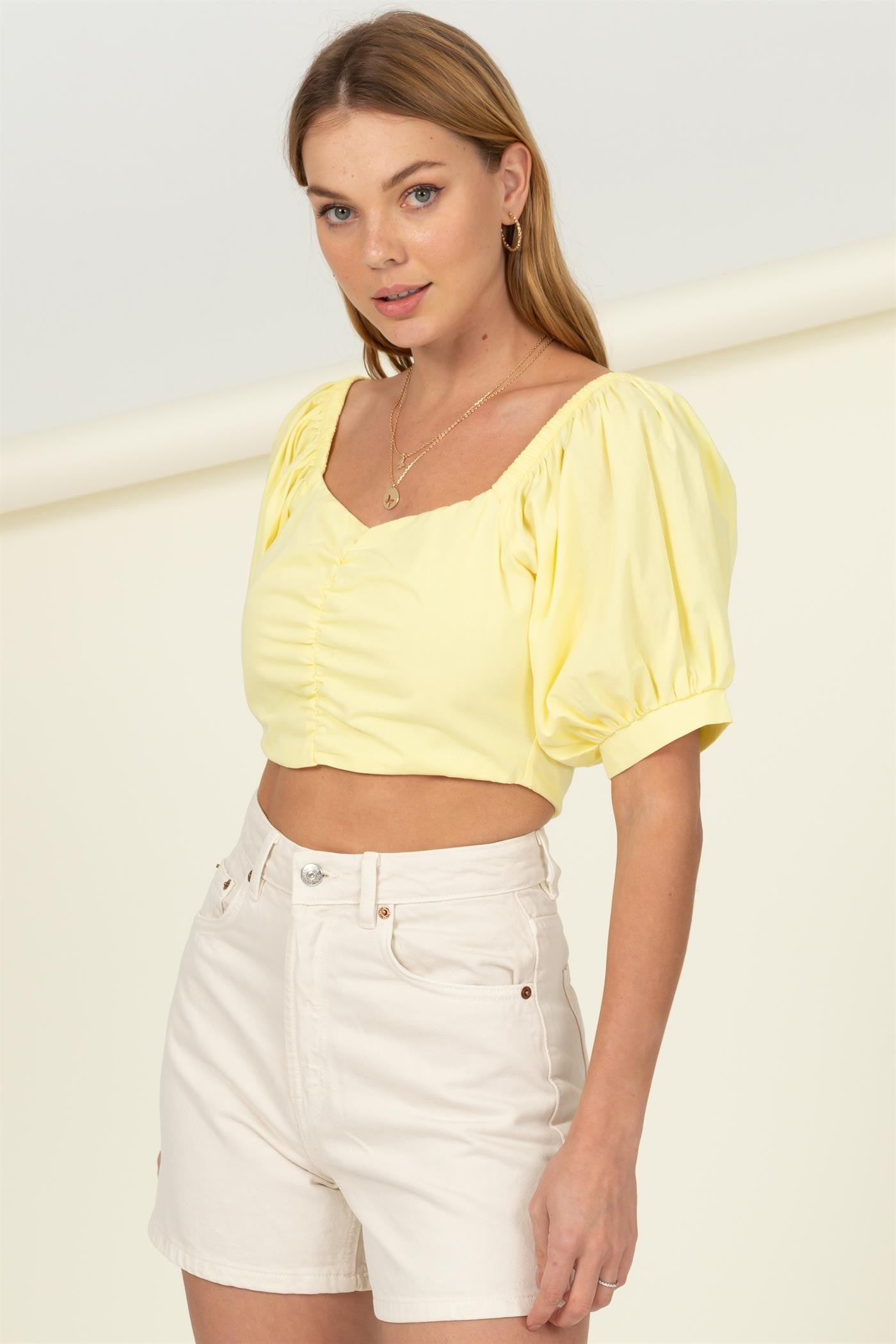 Make Me Up Puff Sleeve Crop Top