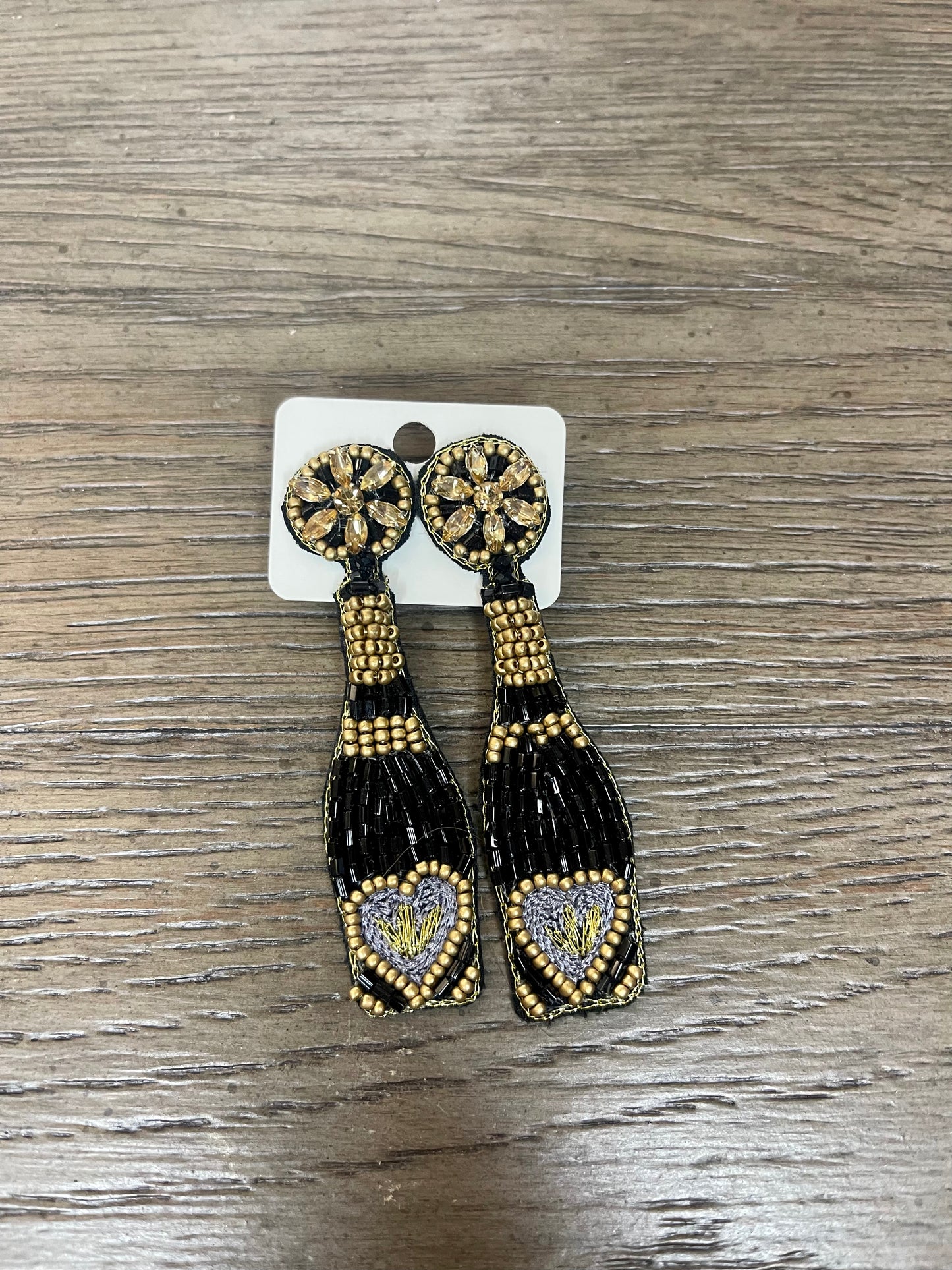 Black Champagne Bottle Earrings