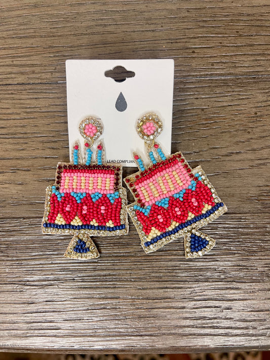 Beaded Holiday Cake Earrings