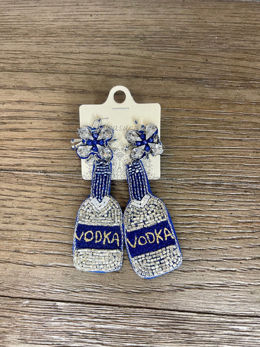 Vodka Bottle Beaded Earrings