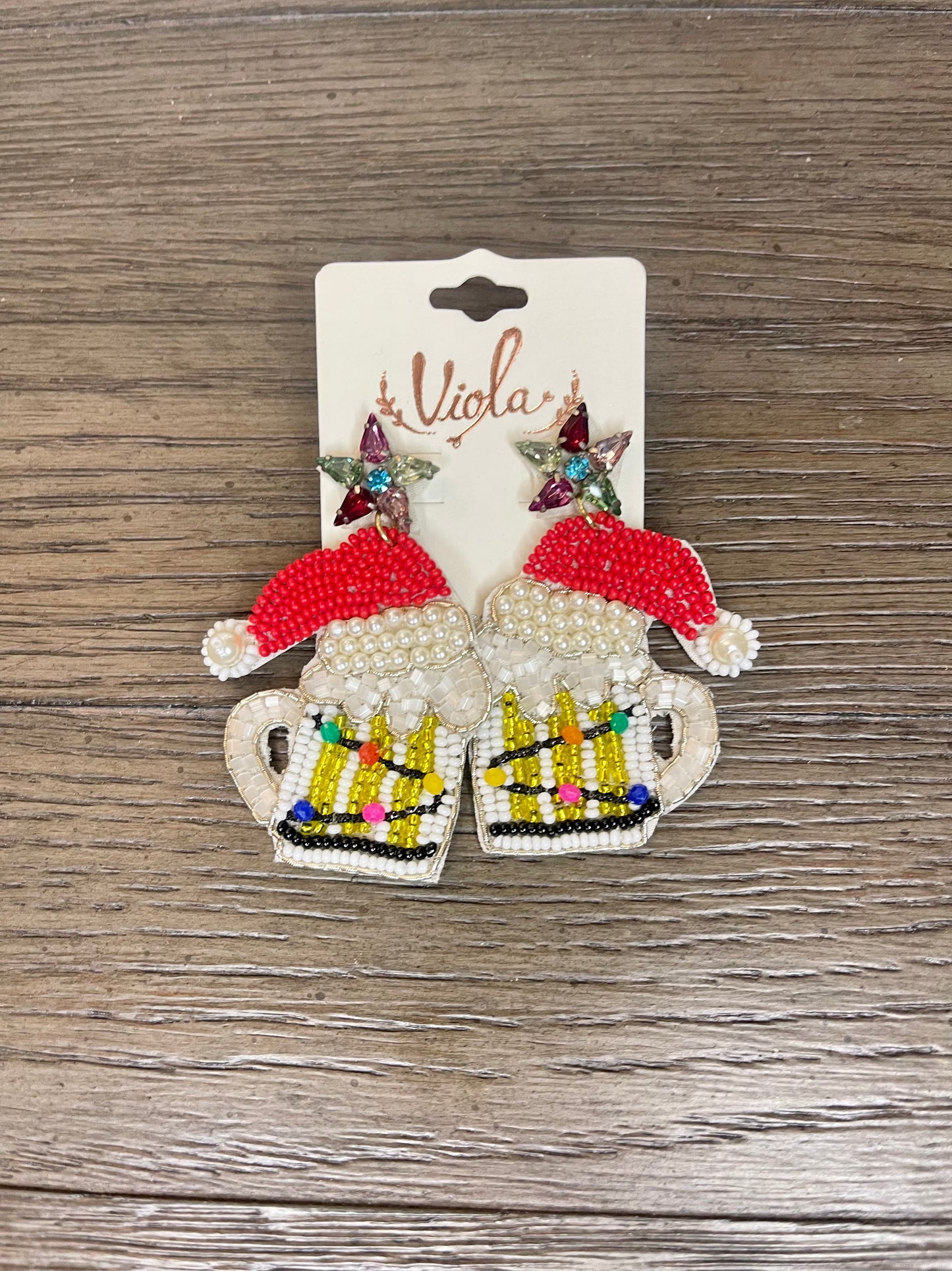 Beaded Beer Holiday Earrings