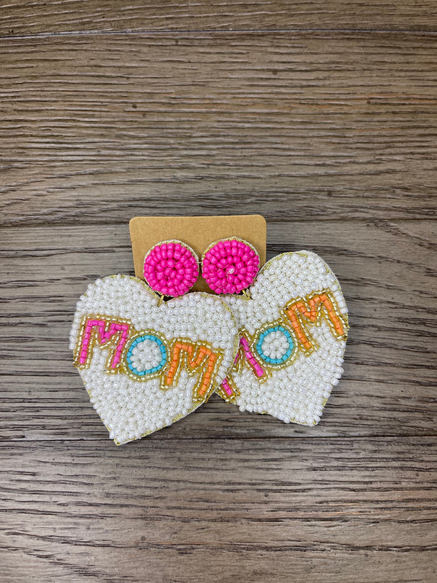 Multi Heart Mom Beaded Earrings