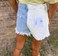 Color Block High Rise Jean Shorts