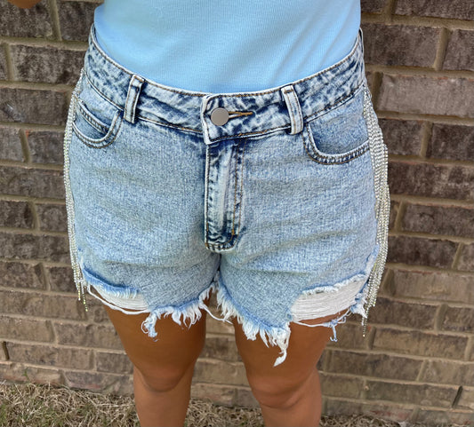 Rhinestone Denim Shorts