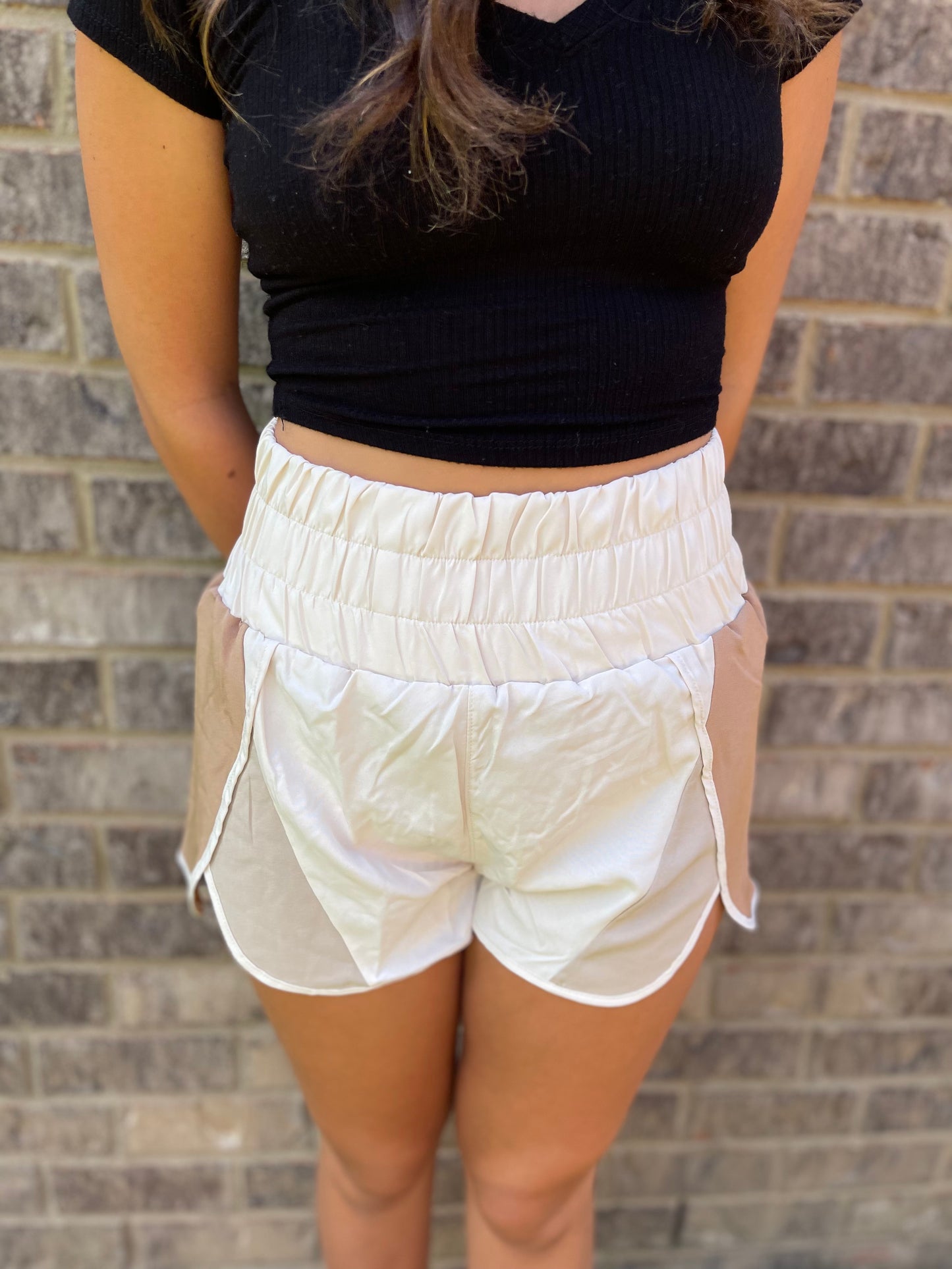 Color Block High Waisted Active Shorts